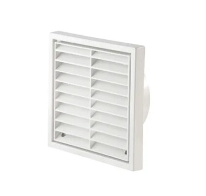 100mm 4 INCH FIXED GRILLE EXTERNAL WALL WHITE