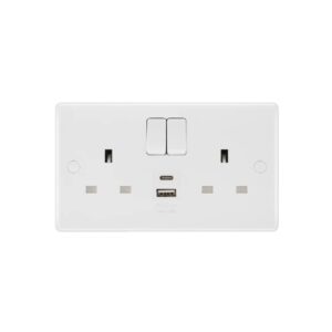 BG NEXUS DOUBLE SOCKET USB TYPE A + C 12W WHITE