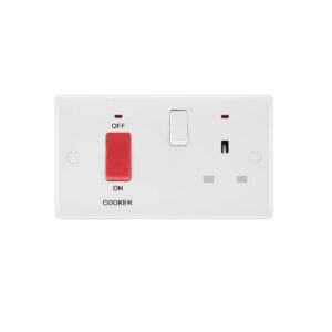 BG NEXUS COOKER SWITCH SOCKET 45A WITH NEON WHITE