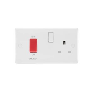 BG NEXUS COOKER SWITCH SOCKET 45A WHITE PLASTIC
