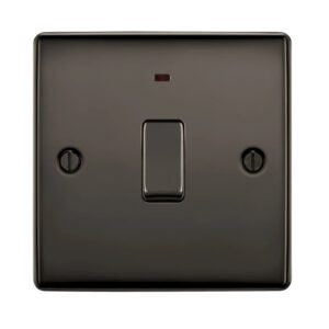 BG NEXUS 20A DOUBLE POLE SWITCH WITH NEON BLACK NICKEL