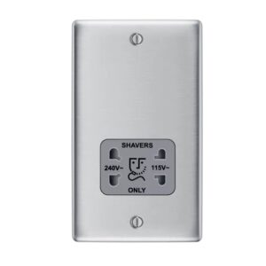 BG NEXUS SHAVER SOCKET SWITCH BRUSHED CHROME GREY