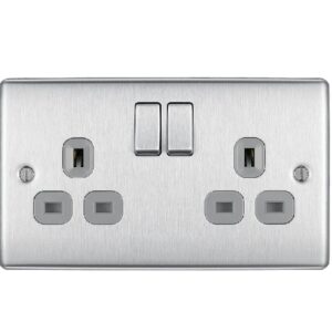 BG NEXUS DOUBLE SOCKET BRUSHED CHROME
