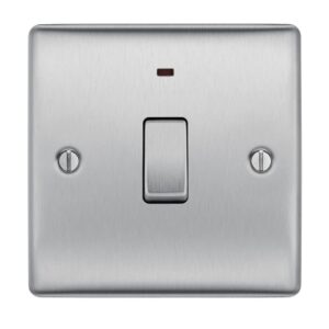 BG NEXUS 20A DOUBLE POLE SWITCH WITH NEON BRUSHED CHROME
