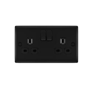 BG NEXUS DOUBLE SOCKET 13A MATT BLACK