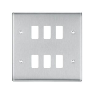 BG GRID BRUSHED CHROME 6G FRONT PLATE