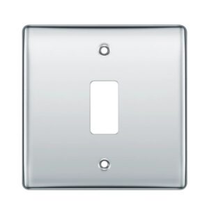BG GRID POLISHED CHROME 1G SINGLE FRONT PLATE