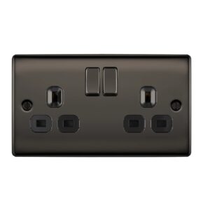 BG NEXUS DOUBLE SOCKET 13A BLACK NICKEL