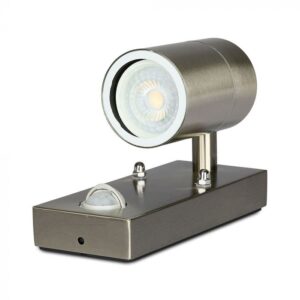 V-TAC GU10 OUTDOOR WALL LIGHT STAINLESS STEEL- 1 WAY PIR